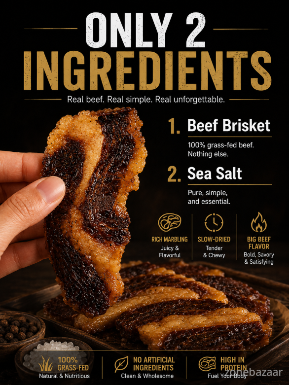 🥩 Savory Angus Brisket Beef Jerky | 100% Grass-Fed, High-Protein Snack-Luke
