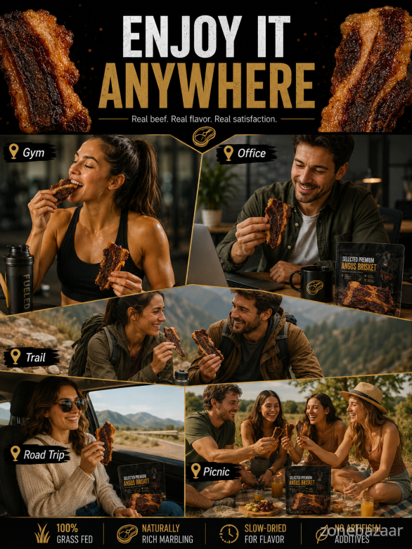🥩 Savory Angus Brisket Beef Jerky | 100% Grass-Fed, High-Protein Snack-Luke