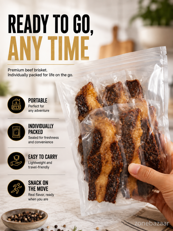 🥩 Savory Angus Brisket Beef Jerky | 100% Grass-Fed, High-Protein Snack-Luke