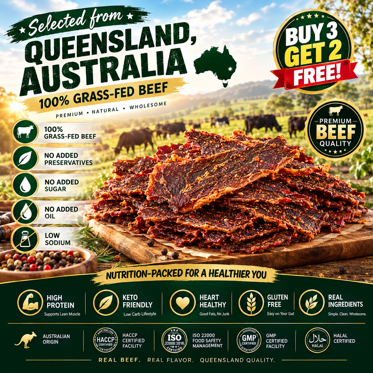 🥩100% Grass-Fed Slow-Smoked Beef Brisket Jerky – High Protein & All Natural-sean