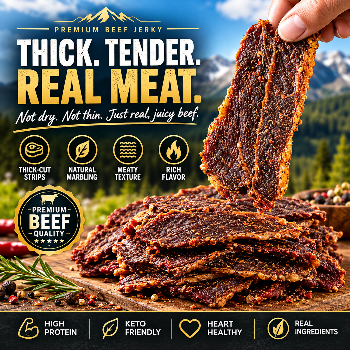 🥩100% Grass-Fed Slow-Smoked Beef Brisket Jerky – High Protein & All Natural-sean